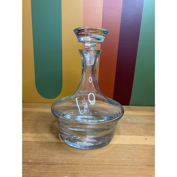 heavy clear glass decanter whisky alcohol bar cart MCM - tiny chips - Picture 1 of 8